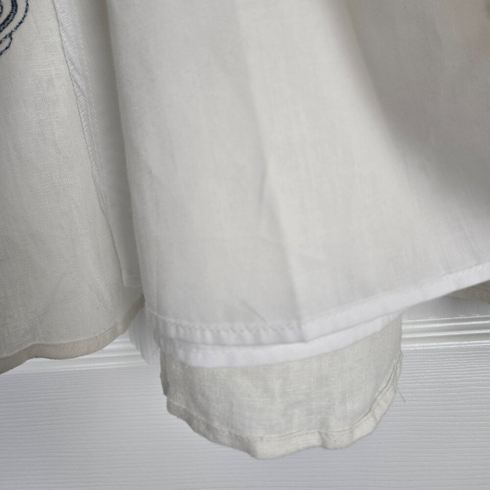 Caroline Constas Embroidered Off White Linen Blend Skirt 4 Maxi Length NEW - Picture 2 of 12